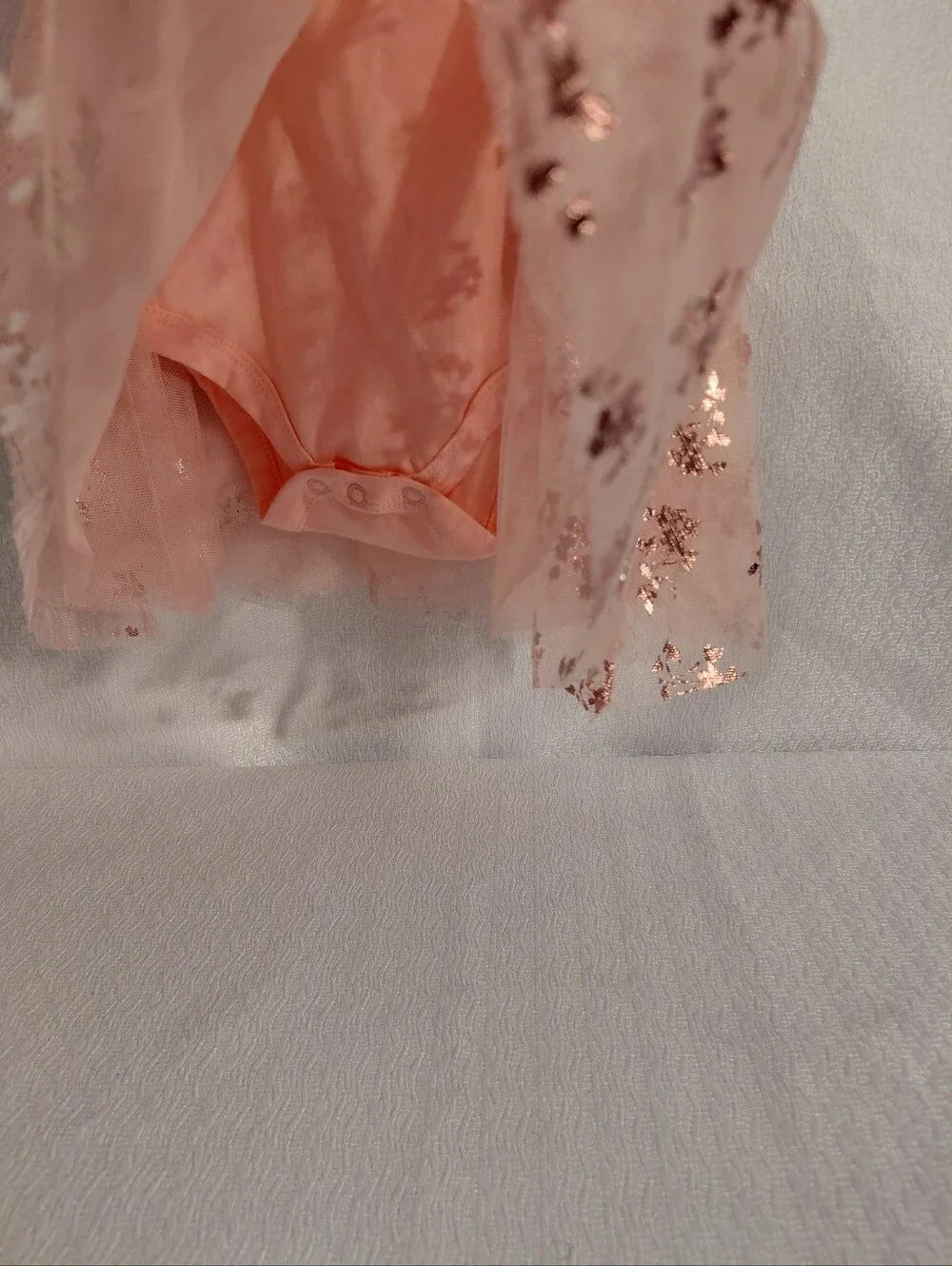 Baby Starters Sparkling Peach Floral Tulle Dress for Baby Girls Sz 9 Months